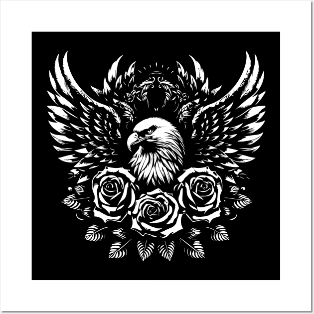 eagle with roses tattoo Wall Art by lkn